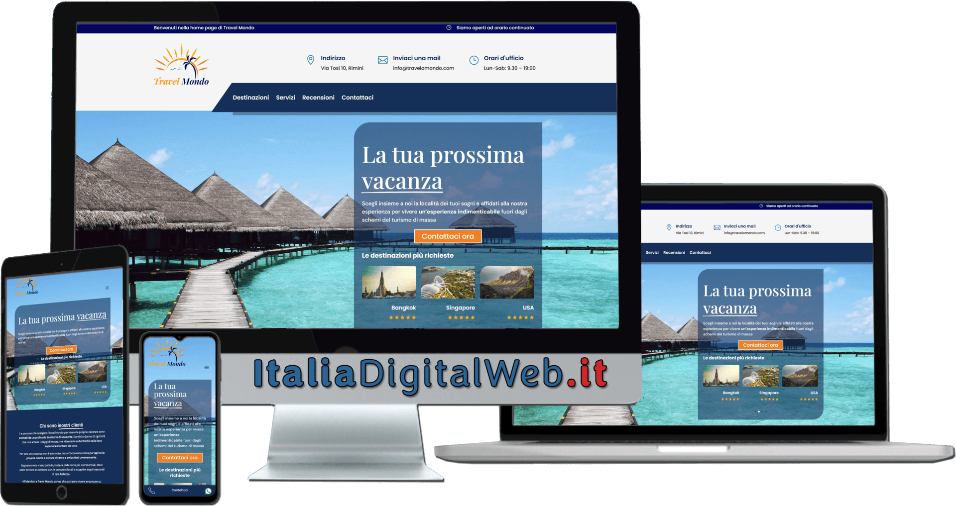 Sito Web a Rimini per Agenzia Viaggi Desktop Sito Web a Rimini Pacchetto Basic